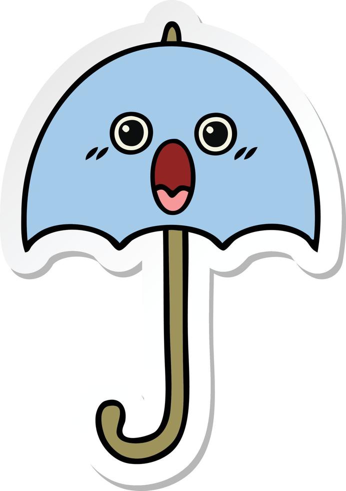 sticker of a cute cartoon umbrella vector