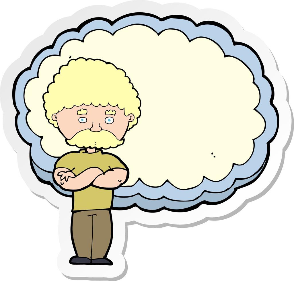 sticker of a cartoon man with text space cloud vector