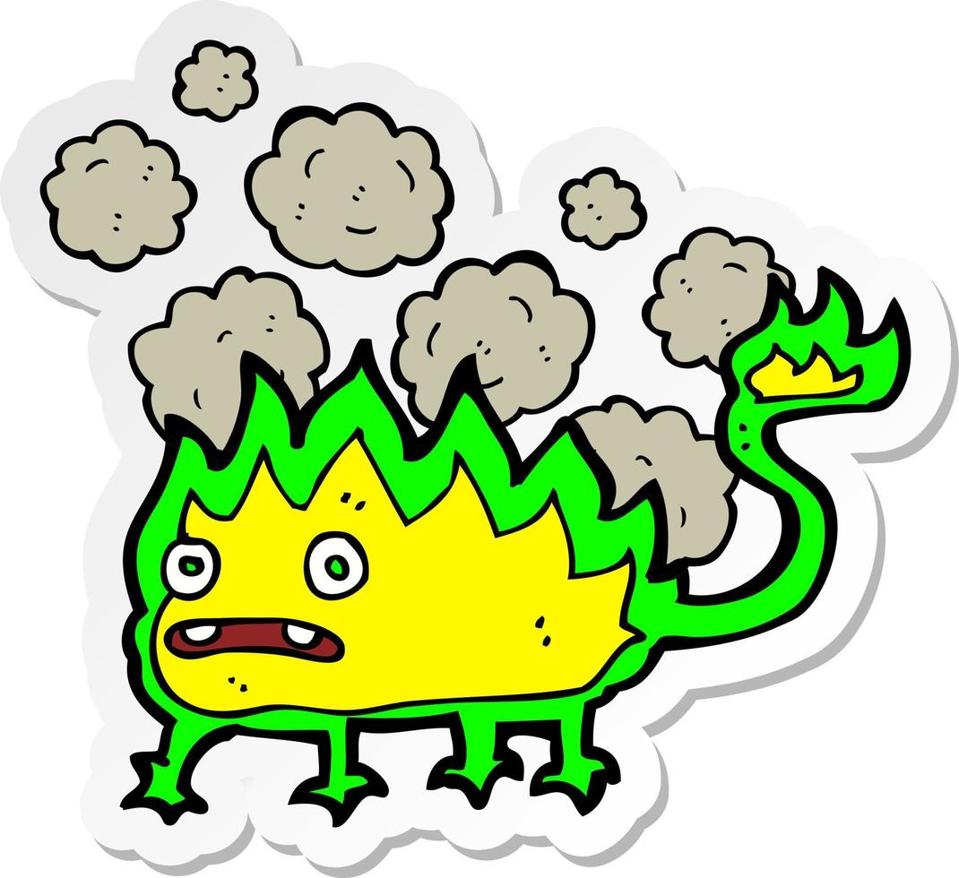 sticker of a cartoon little fire demon vector