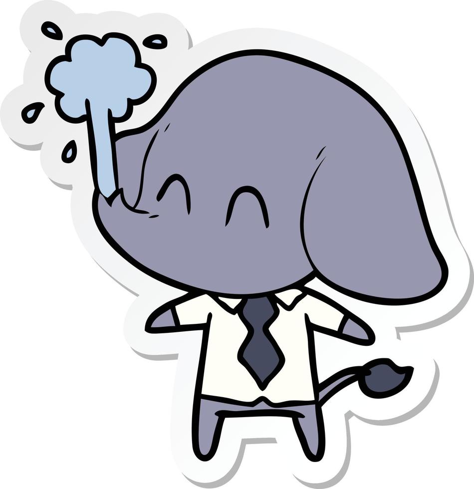 sticker of a cute cartoon elephant spouting water vector