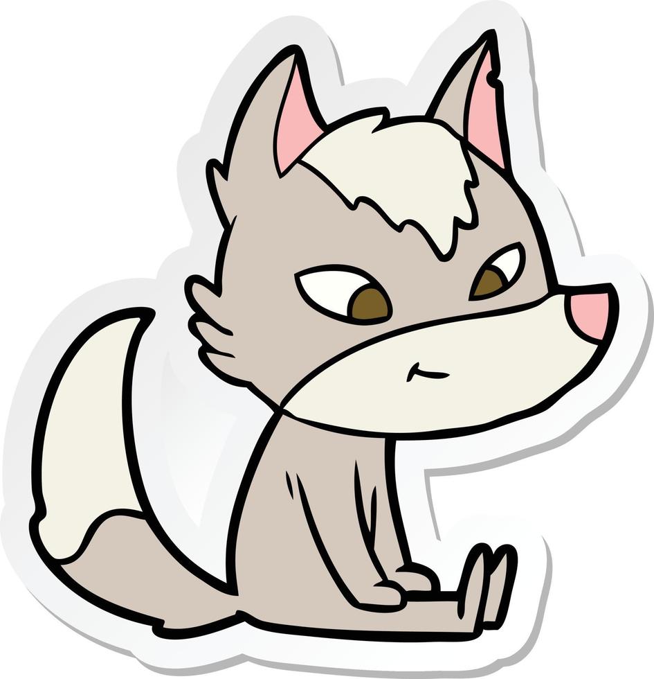 sticker of a friendly cartoon wolf vector