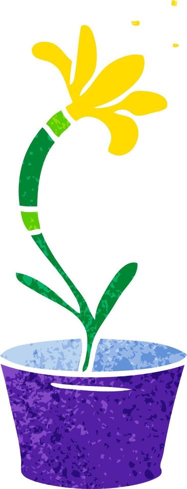retro cartoon doodle of a house plant vector