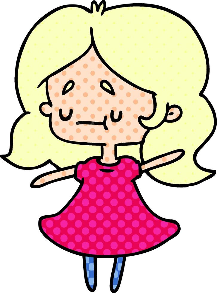 caricatura, de, un, lindo, kawaii, niña vector