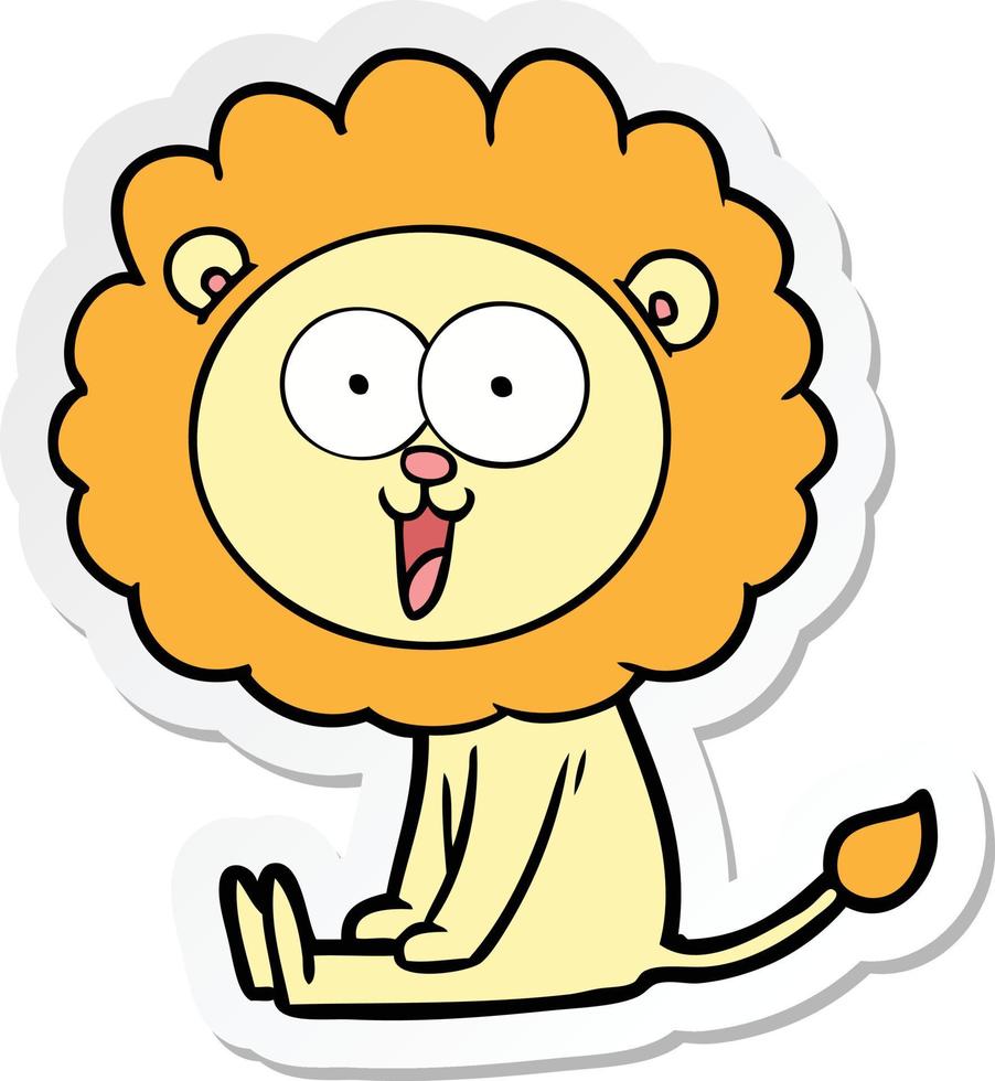 sticker of a happy cartoon lion vector