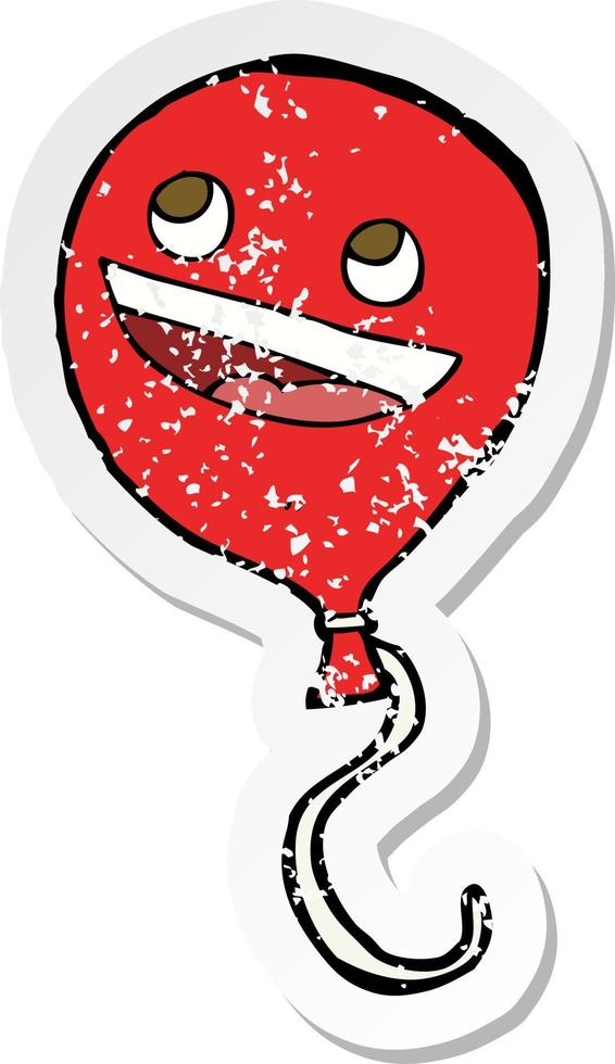 retro distressed sticker of a cartoon balloon with face vector