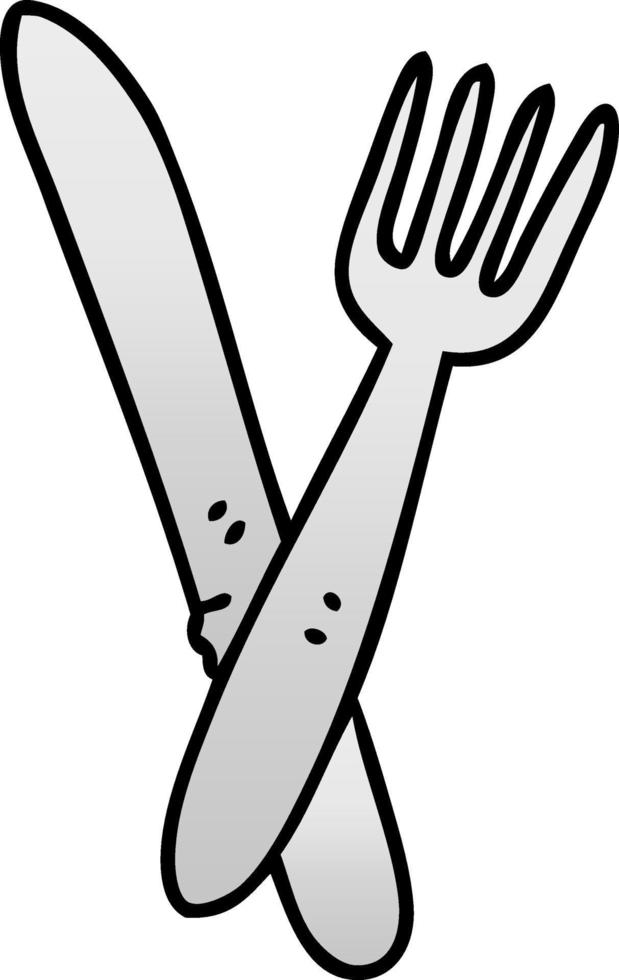 quirky gradient shaded cartoon cutlery vector