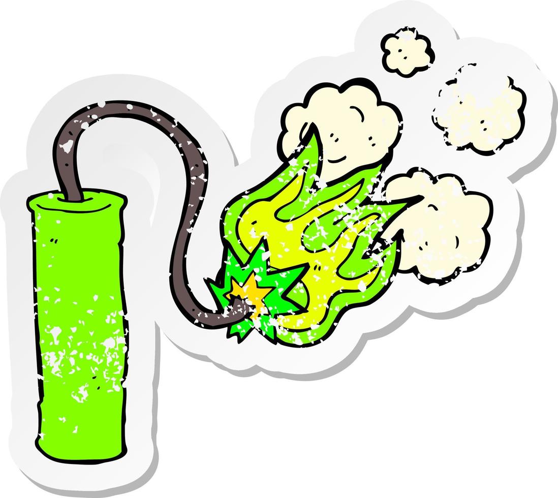retro distressed sticker of a cartoon dynamite vector