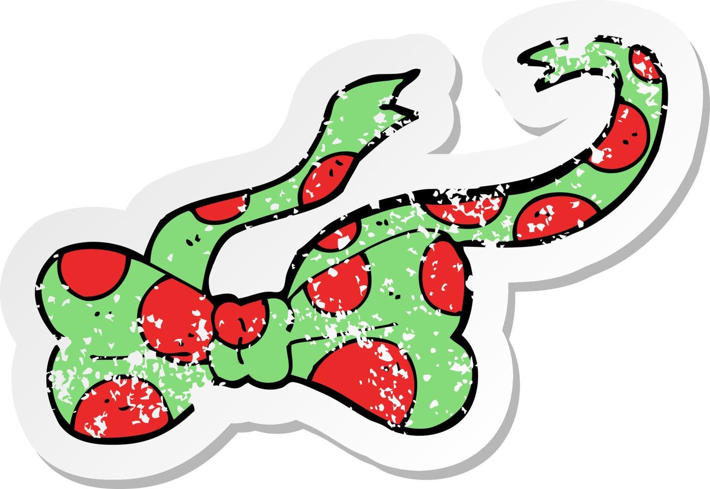 retro distressed sticker of a cartoon bow tie vector