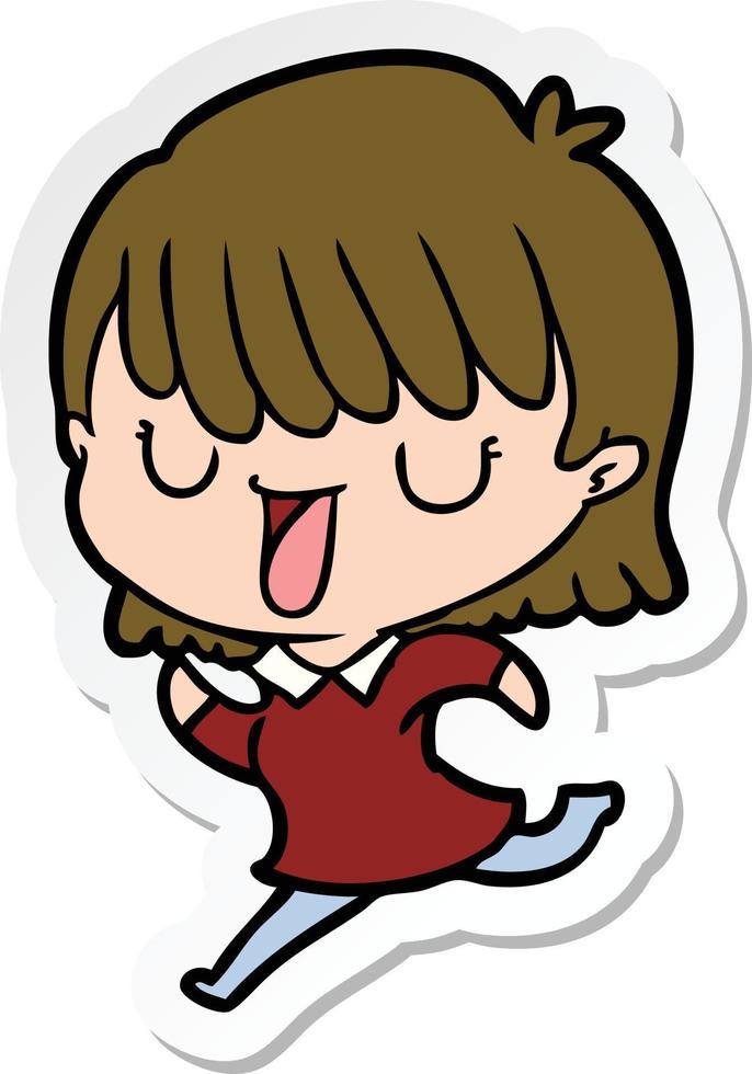 sticker of a cartoon woman vector