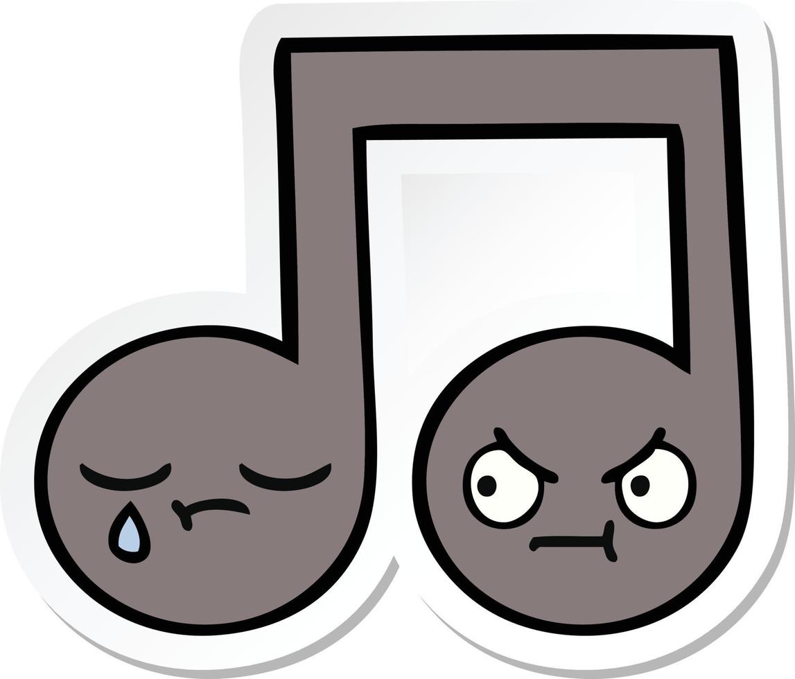 sticker of a cute cartoon musical note vector