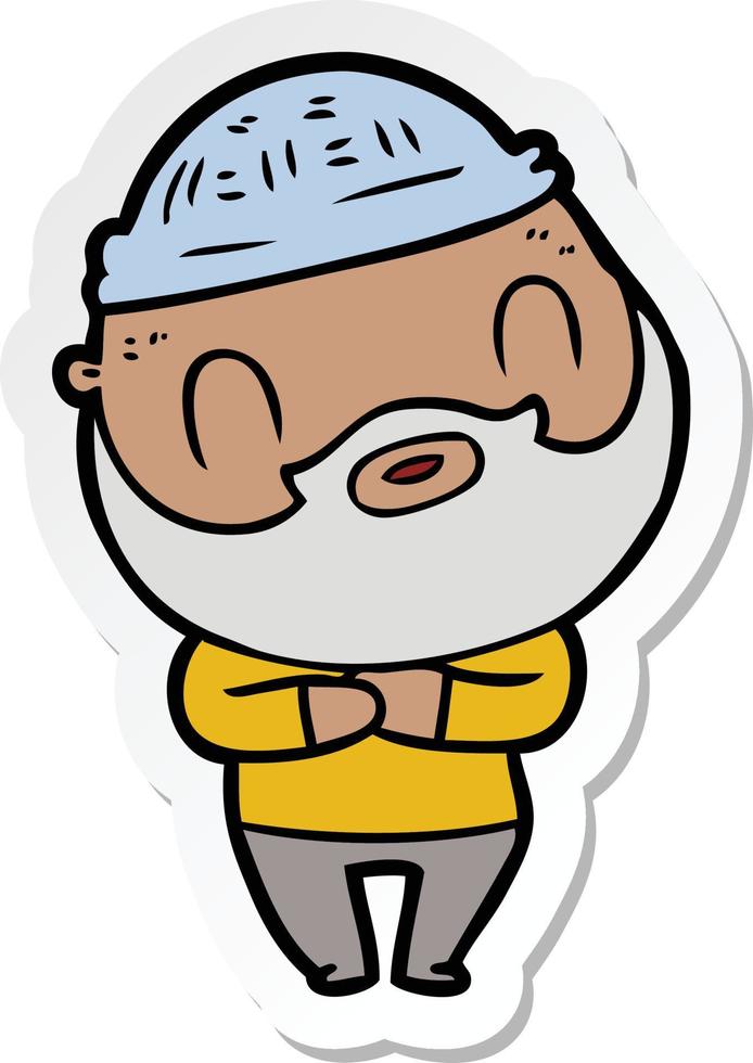 sticker of a cartoon bearded man vector