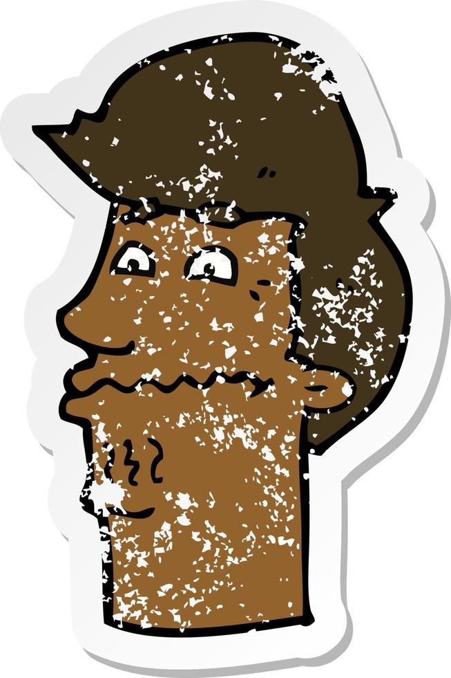 retro distressed sticker of a cartoon nervous man vector