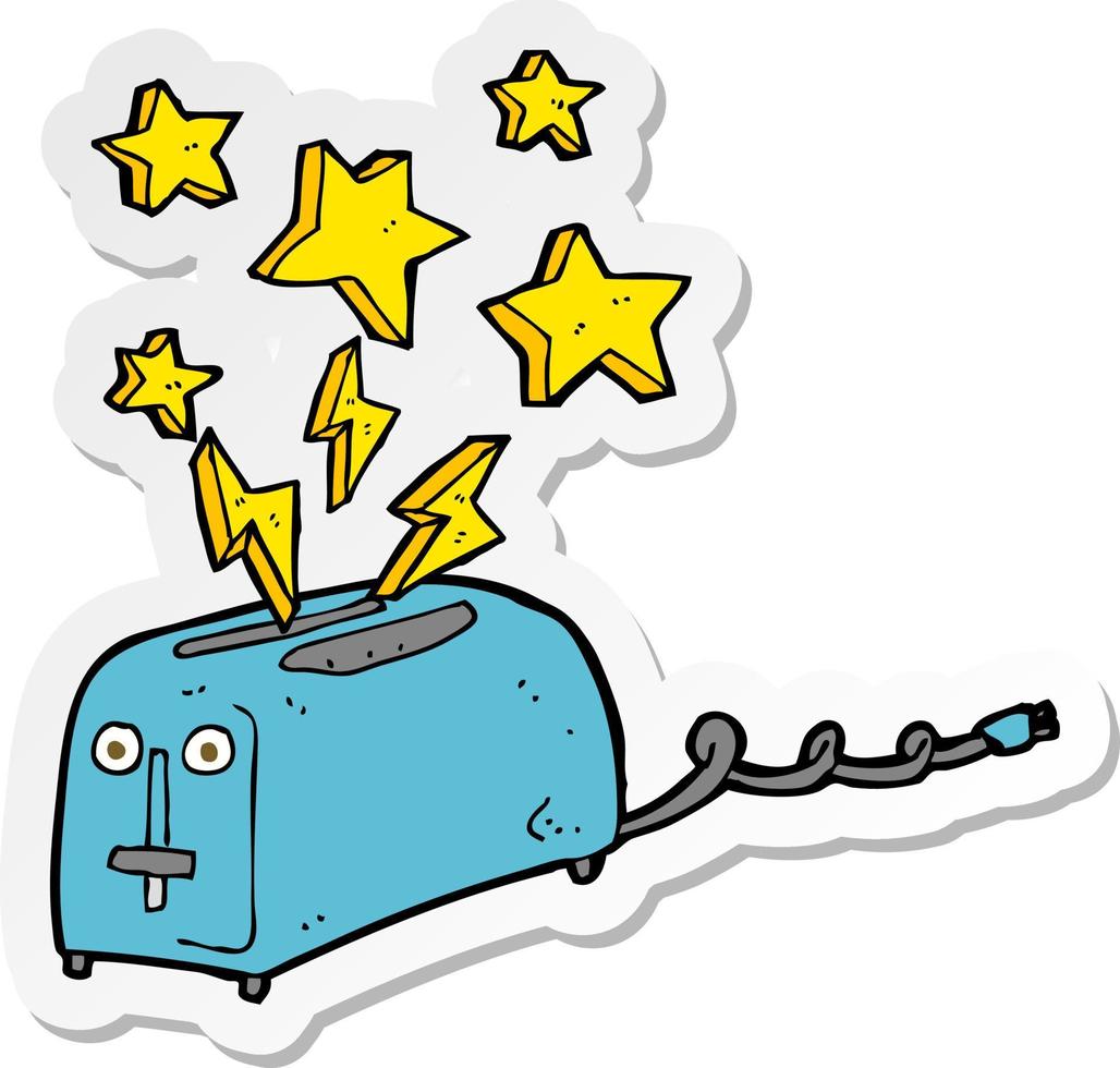 sticker of a cartoon sparking toaster vector