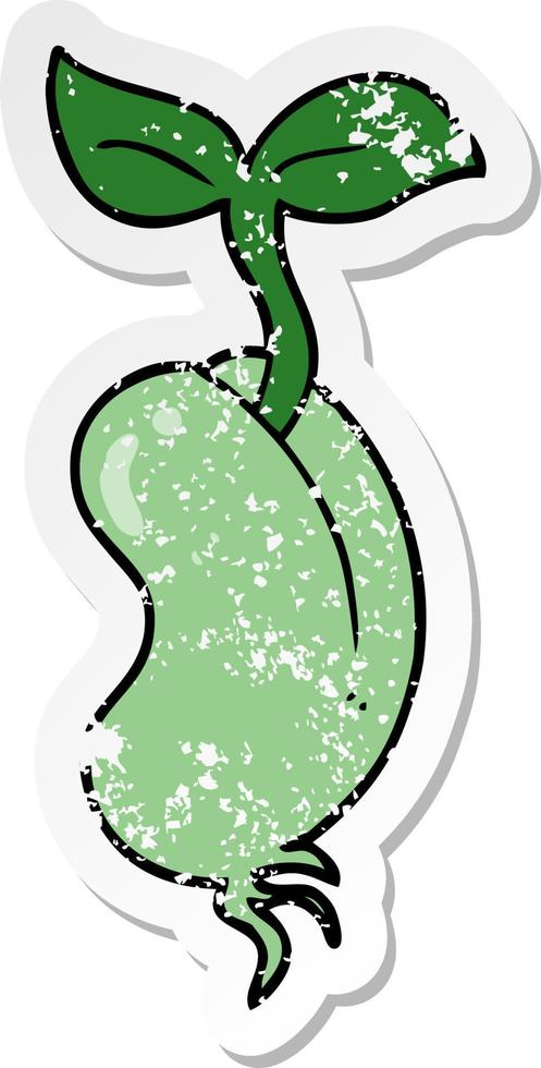 distressed sticker of a cartoon sprouting seed vector