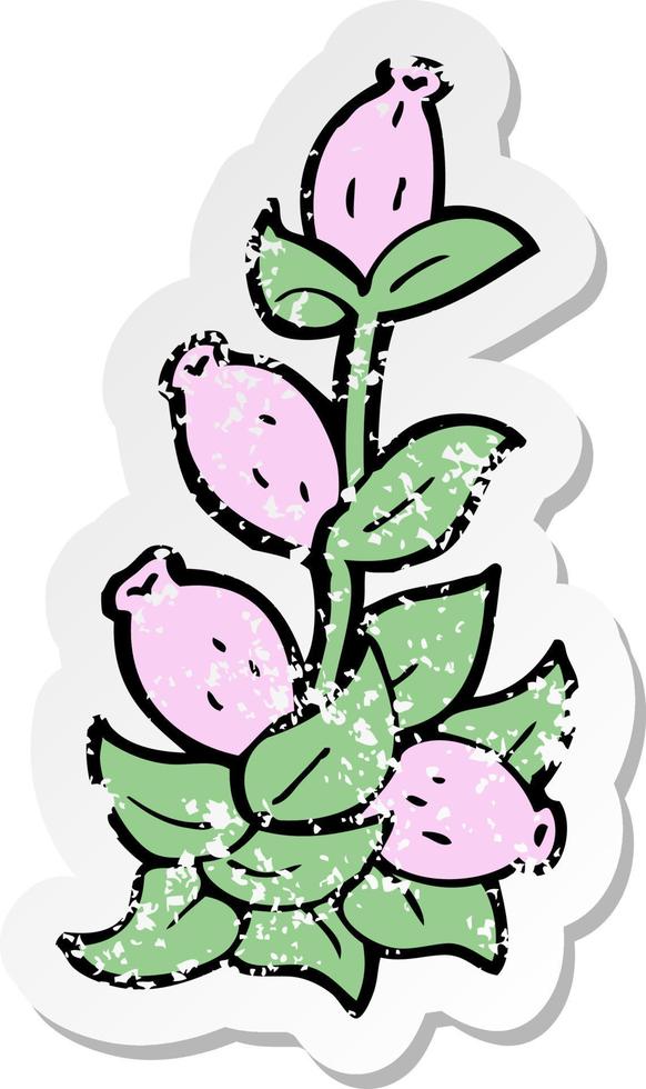 retro distressed sticker of a cartoon flowers vector