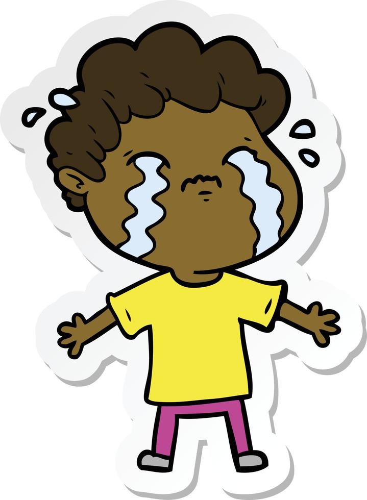 sticker of a cartoon man crying vector