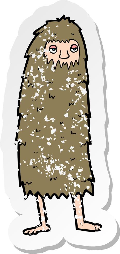 retro distressed sticker of a cartoon hairy monster man vector