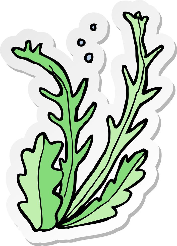 sticker of a cartoon seaweed vector