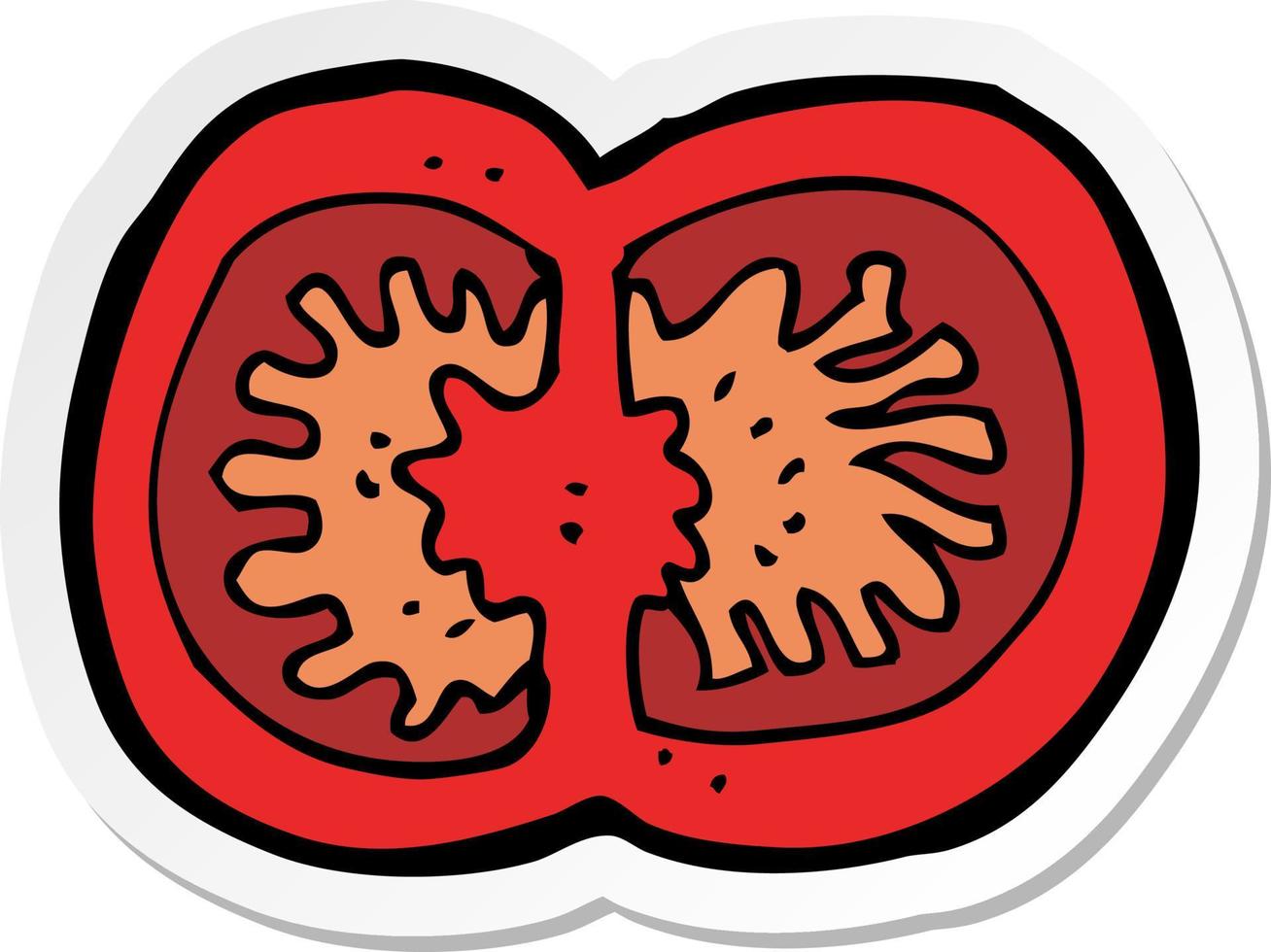 sticker of a cartoon sliced tomato vector