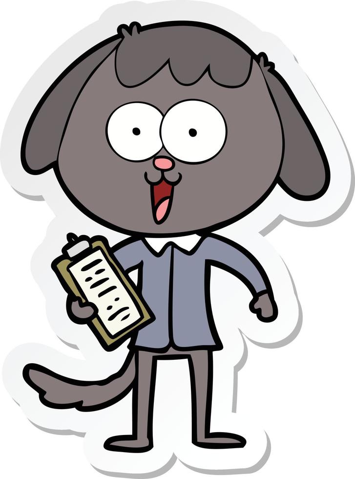 sticker of a cute cartoon dog wearing office shirt vector