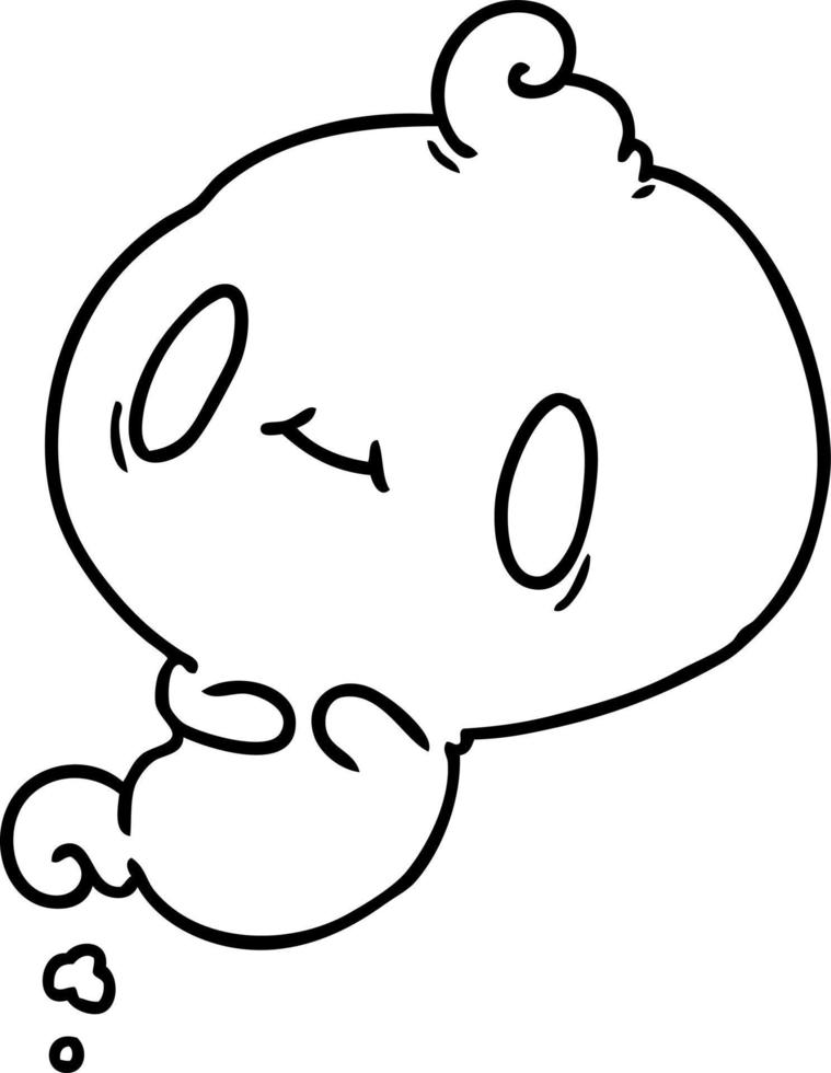 line drawing of a kawaii cute ghost vector