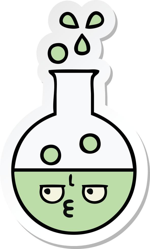 sticker of a cute cartoon test tube vector