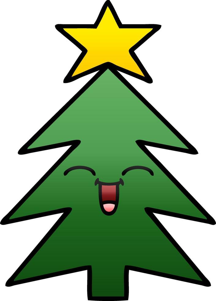 gradient shaded cartoon christmas tree vector