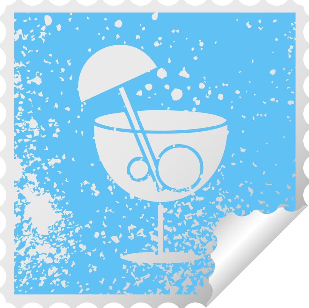 distressed square peeling sticker symbol fancy cocktail vector