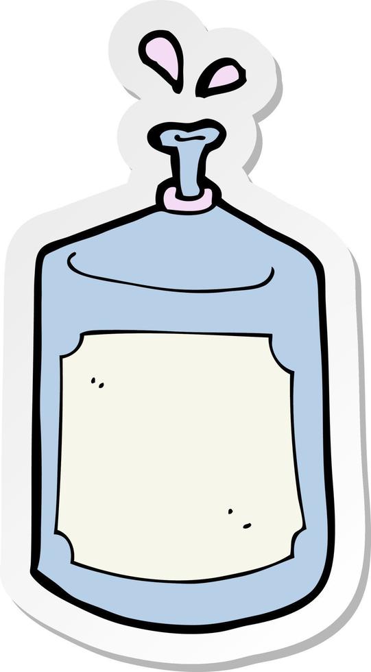 sticker of a cartoon squirting bottle vector