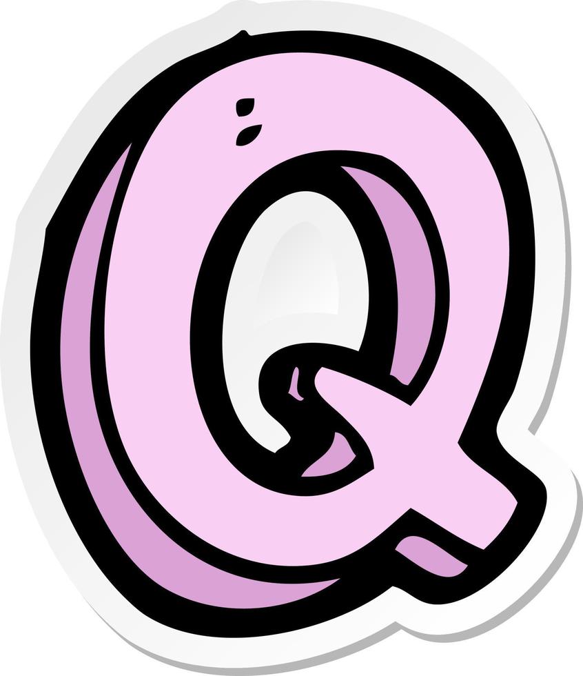 sticker of a cartoon letter Q vector