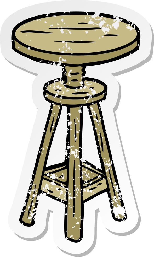 distressed sticker of a cartoon artist stool vector
