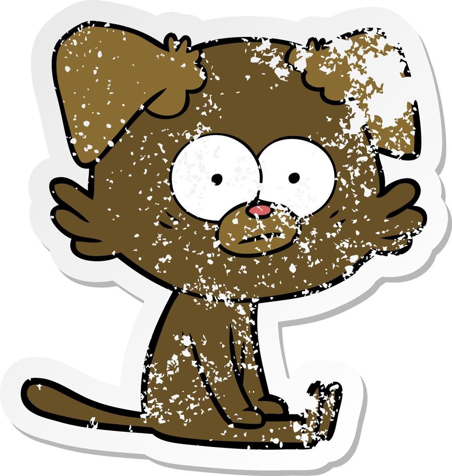 distressed sticker of a nervous dog cartoon vector