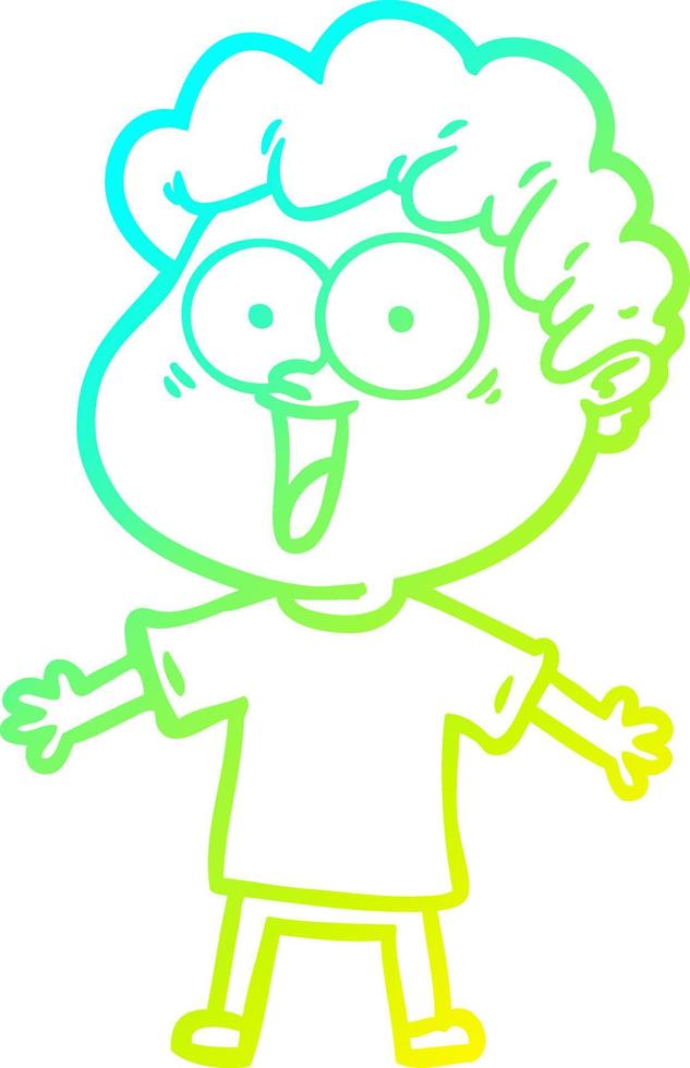 cold gradient line drawing cartoon happy man vector