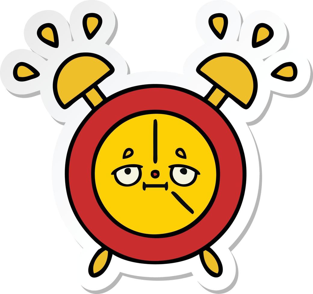sticker of a cute cartoon alarm clock vector