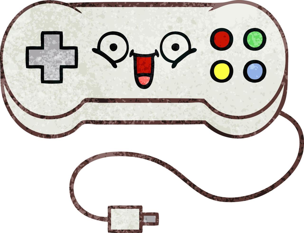 retro grunge texture cartoon game controller vector