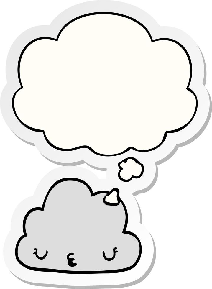 cute cartoon cloud and thought bubble as a printed sticker vector