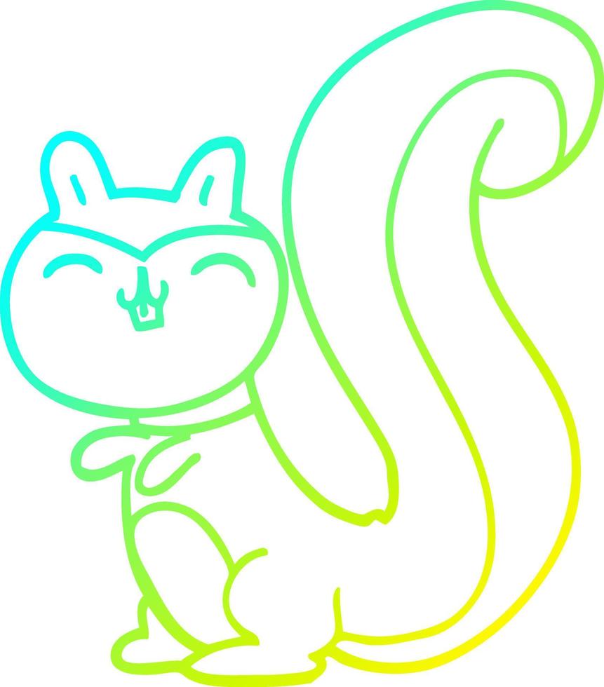 cold gradient line drawing cartoon happy squirrel vector