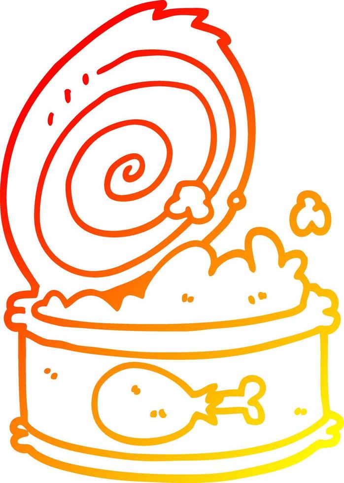 línea de gradiente cálido dibujo dibujos animados comida enlatada vector