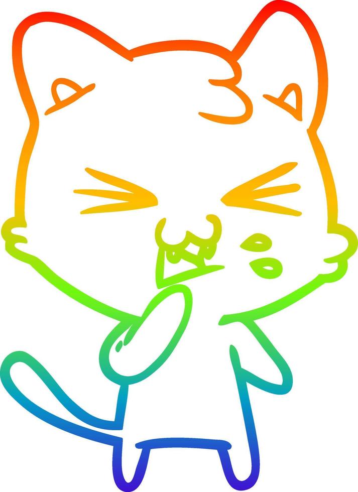 arco iris gradiente línea dibujo dibujos animados gato silbido vector