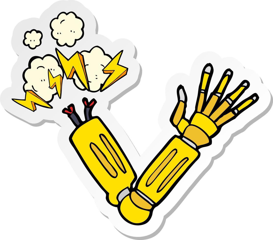 sticker of a cartoon robot arm vector