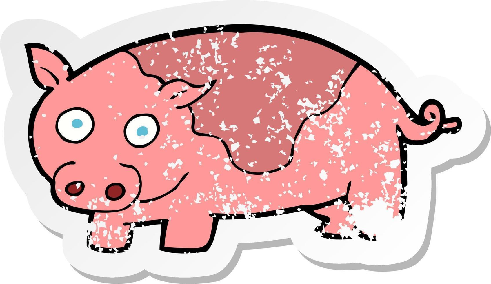 retro distressed sticker of a cartoon pig vector
