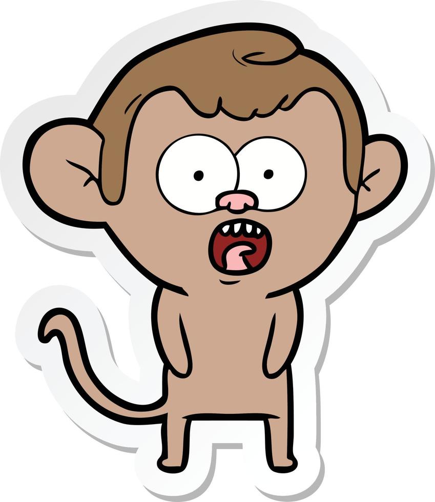 sticker of a cartoon shocked monkey vector