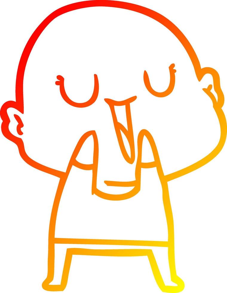 warm gradient line drawing happy cartoon bald man vector