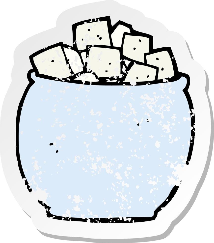 retro distressed sticker of a cartoon sugar cubes vector
