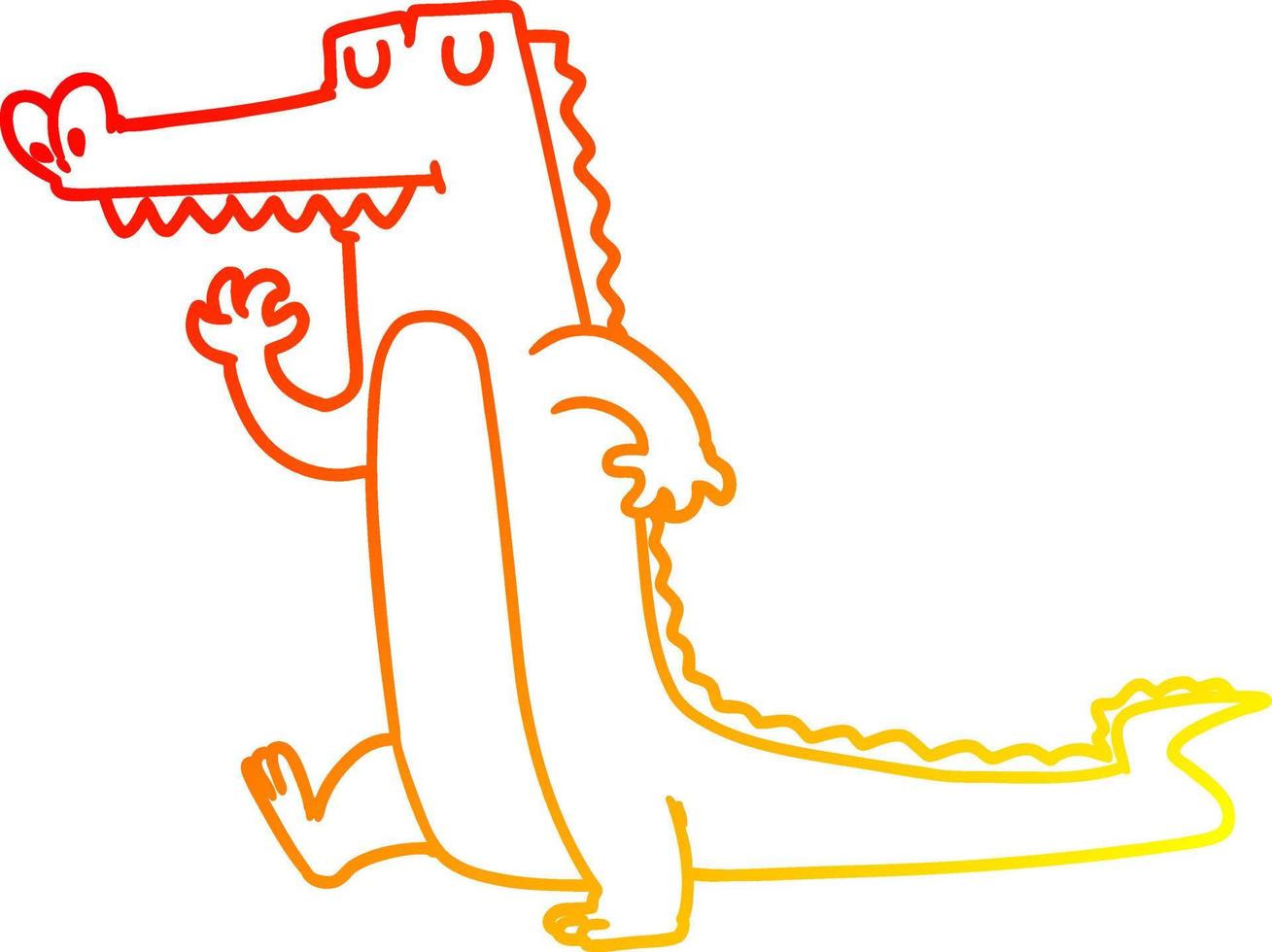 warm gradient line drawing cartoon crocodile vector