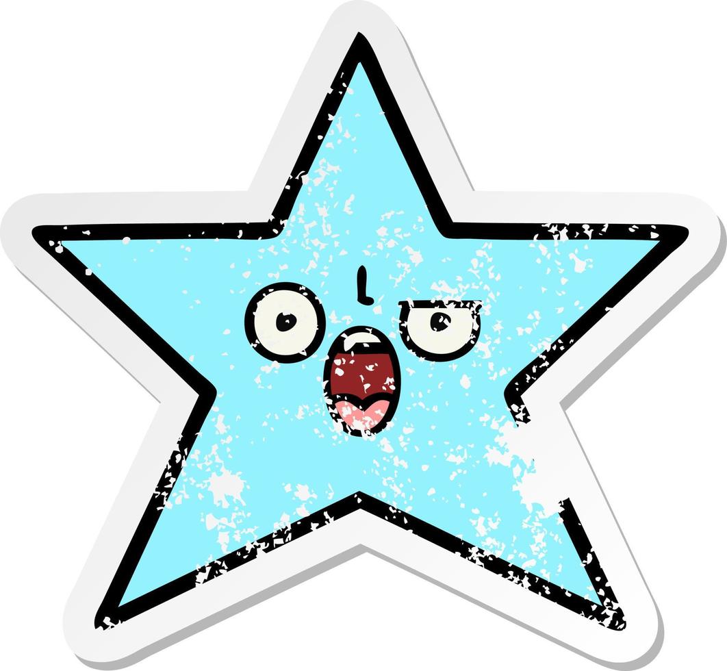 distressed sticker of a cute cartoon star fish vector