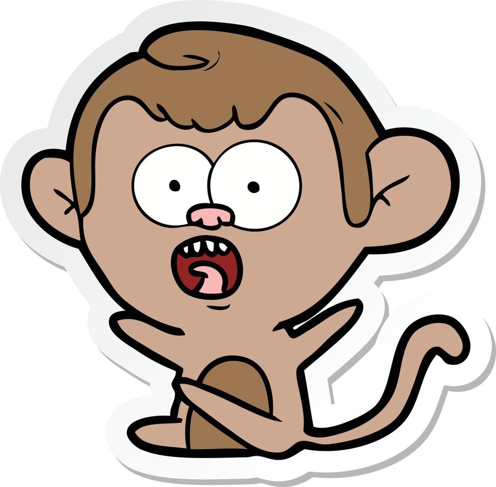pegatina de un mono sorprendido de dibujos animados vector
