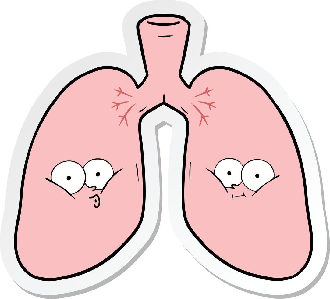 pegatina de los pulmones de una caricatura vector