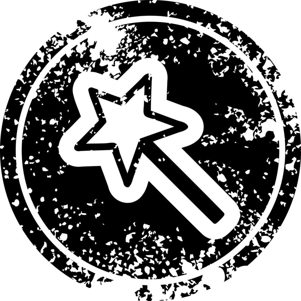 magic wand distressed icon vector
