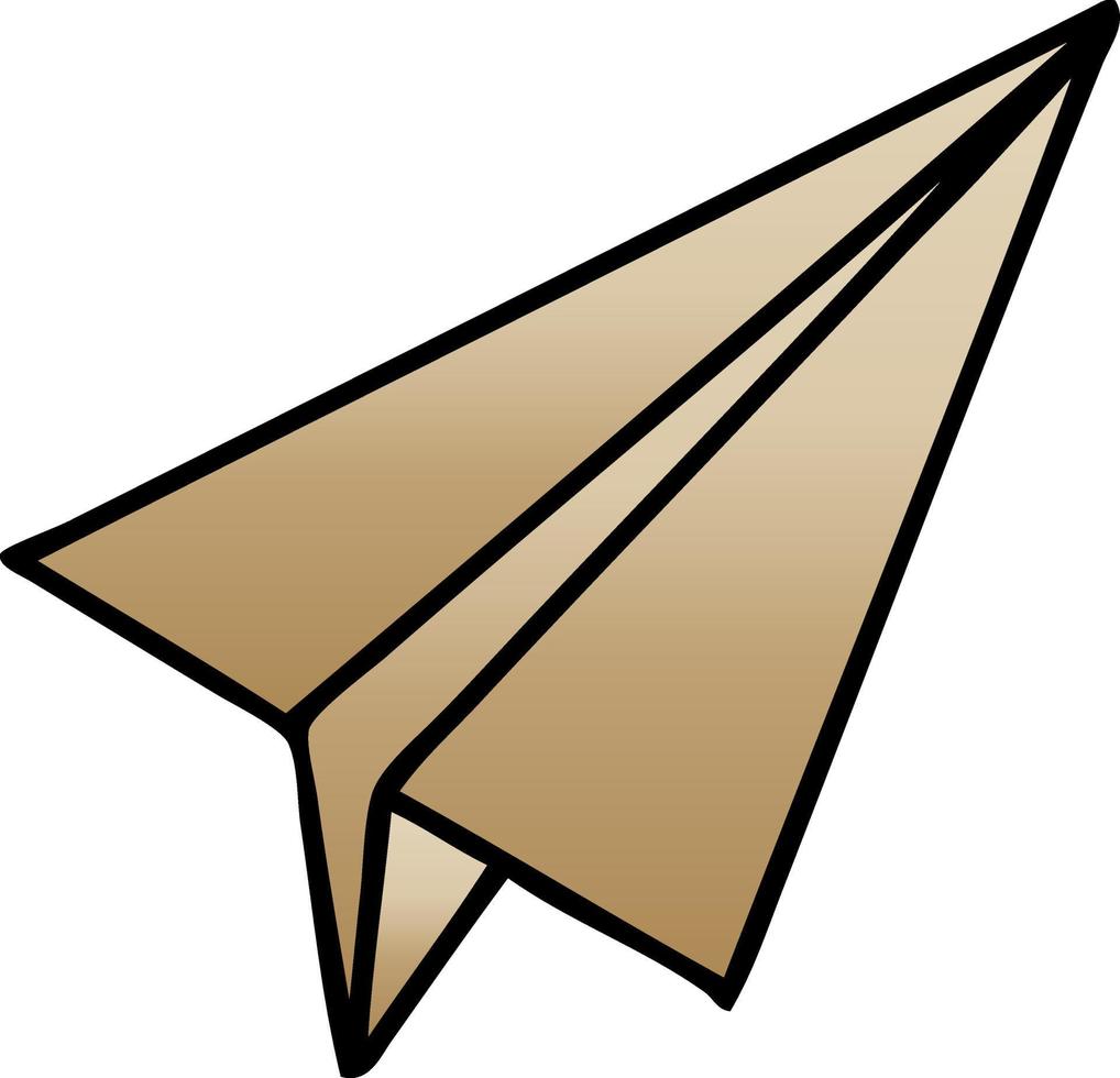 gradient shaded cartoon paper aeroplane vector